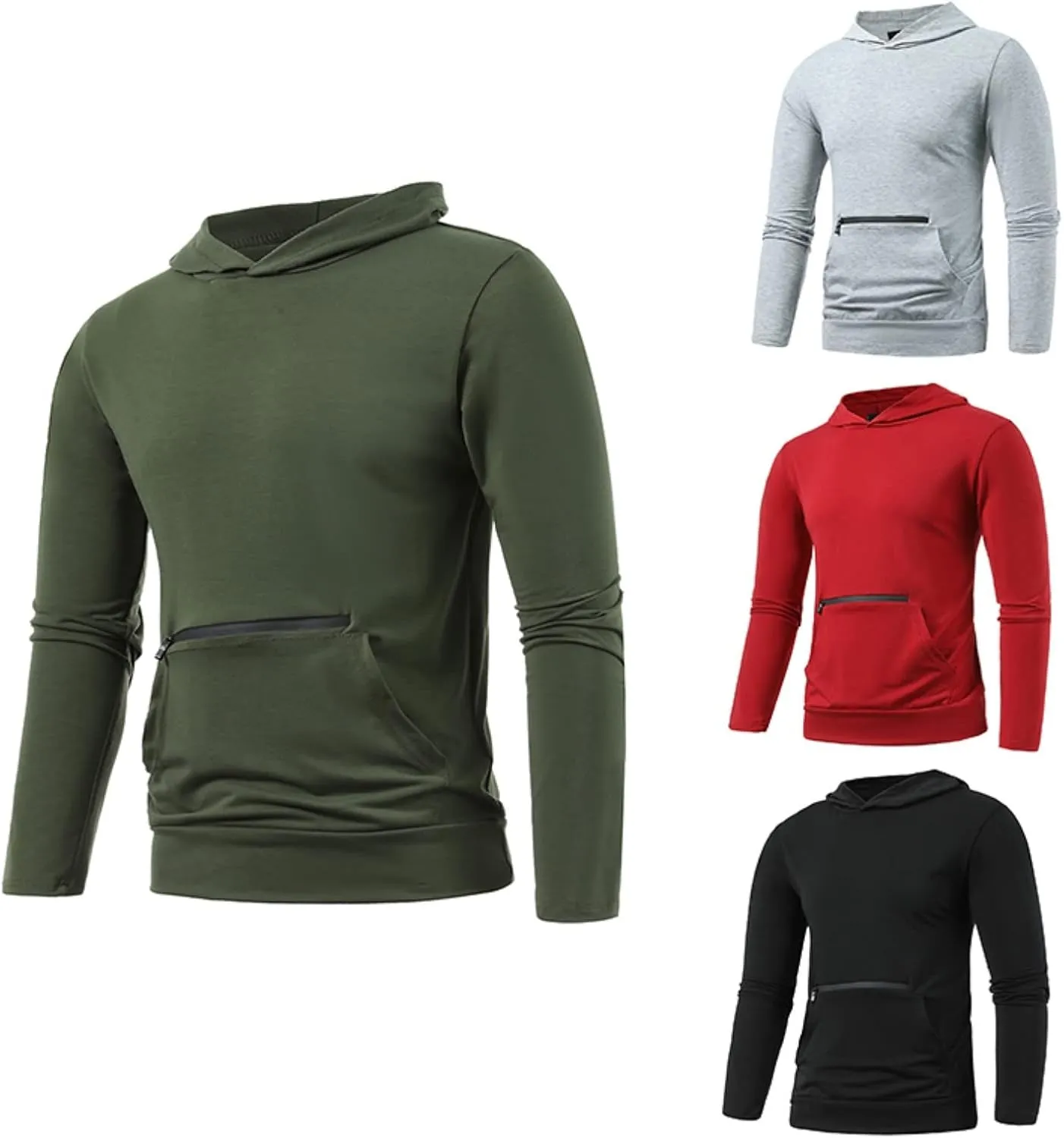 Hoodies for Men 2025 Summer Shirts Casual Fashion Long Sleeve Pullover Tops Fall Winter Hoodies with Zipper Pocket