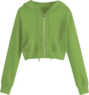 Hoodies for Women Cropped Zip Up Hoodie Trendy Teen Girls Top Jackets Casual Cute Cropped Fleece Hooded Jacke 2024