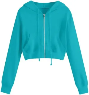 Hoodies for Women Cropped Zip Up Hoodie Trendy Teen Girls Top Jackets Casual Cute Cropped Fleece Hooded Jacke 2024