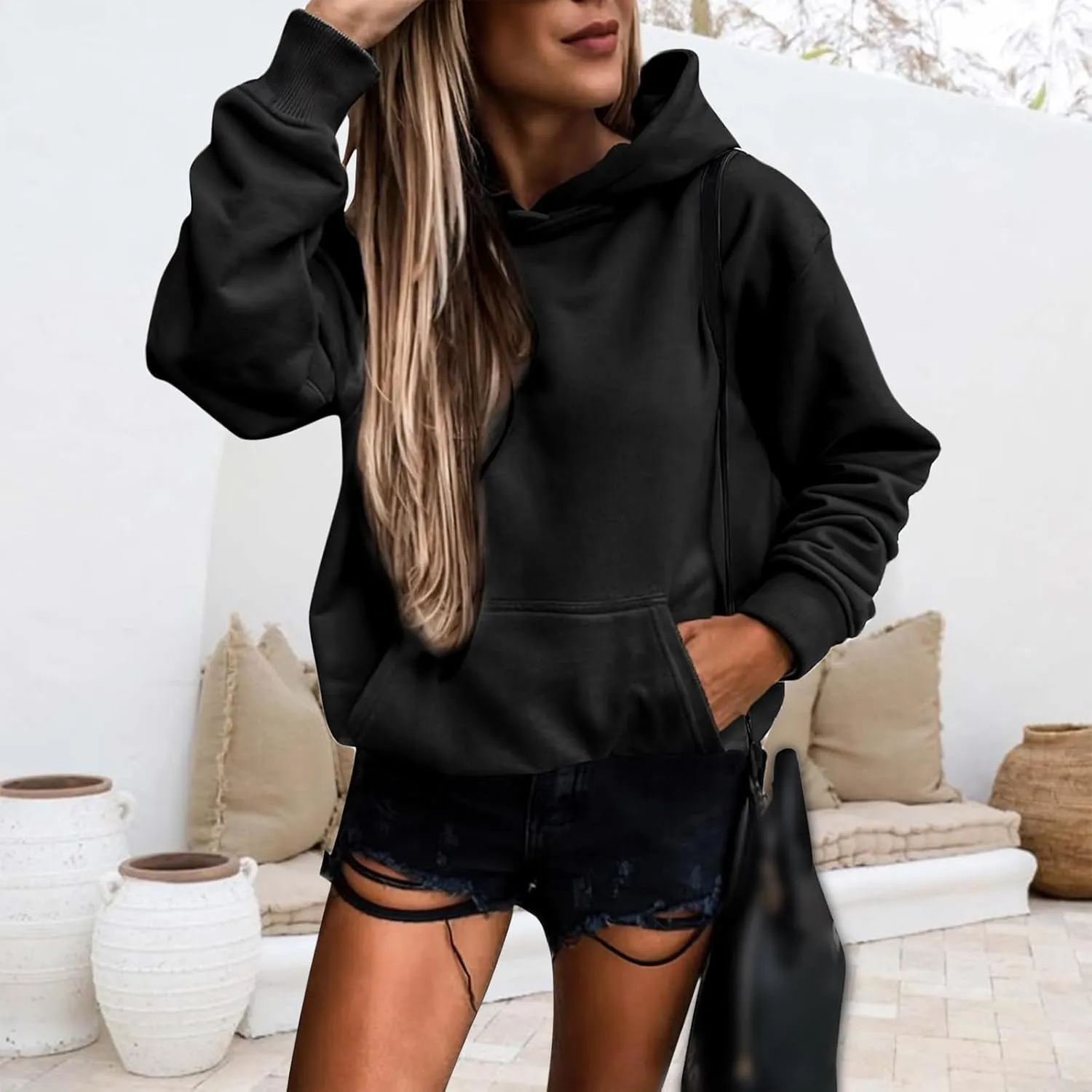 Hoodies for Women Pullover Fleece Hoodie Long Sleeve Casual Sweatshirt 2025 Loose Lightweight Tops with Pockets