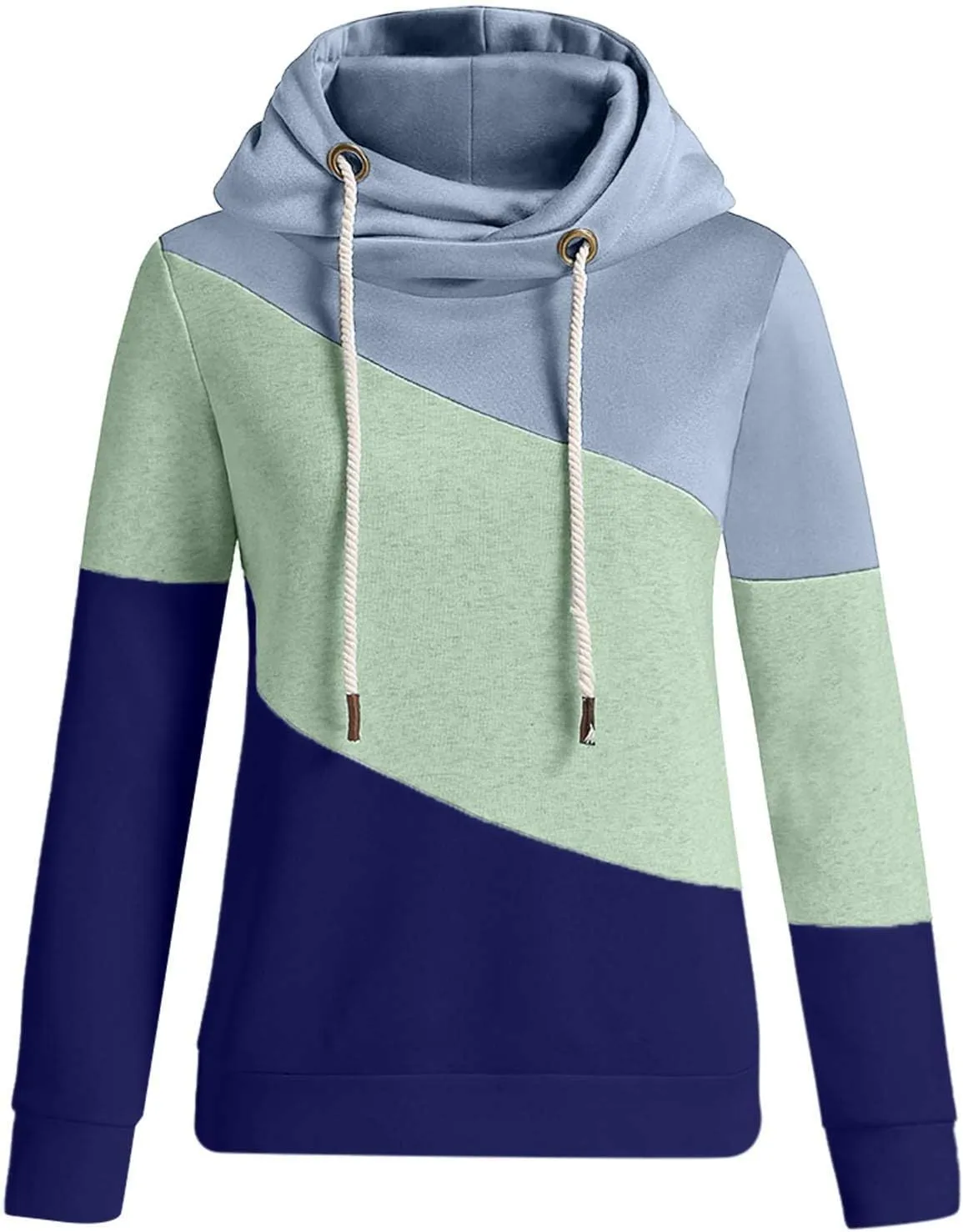 iQKA Women's Color Block Sweatshirt Hoodie Casual Long Sleeve Hooded Pullover Tops Autumn Winter Coat
