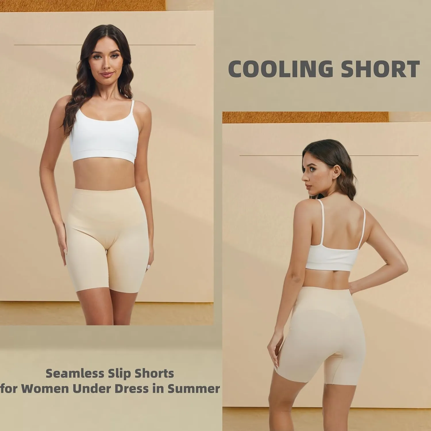 JTJFIT Women High-Waisted Slip Shorts Under Dresses Seamless Cooling Shorts Boyshorts Prevent Chafing Underdress