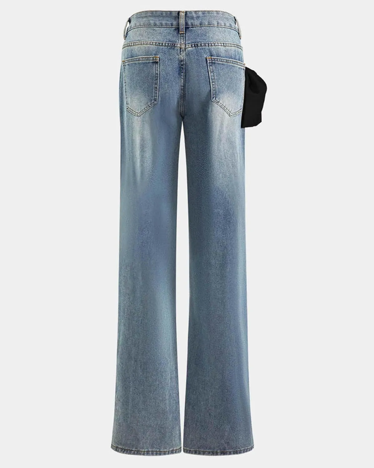 Kedera Women High Waisted Bow Jeans Casual Straight Leg Patchwork Baggy Boyfriend Pants Spring 2025 Denim Jean Trousers