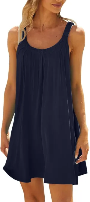 Ladies Sundresses for Women Vintage Pleated Spaghetti Straps Beach Cover Up Dress Plus Size Cocktail Party 1950S Outfits