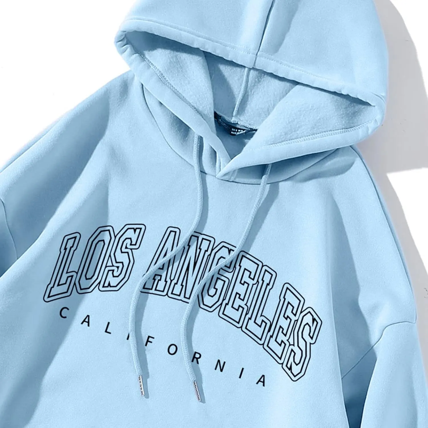 Ladies Women's Letter Graphic Hooded Print Round Neck Long Sleeve Sweatshirt Tops Sweater with Back Zipper