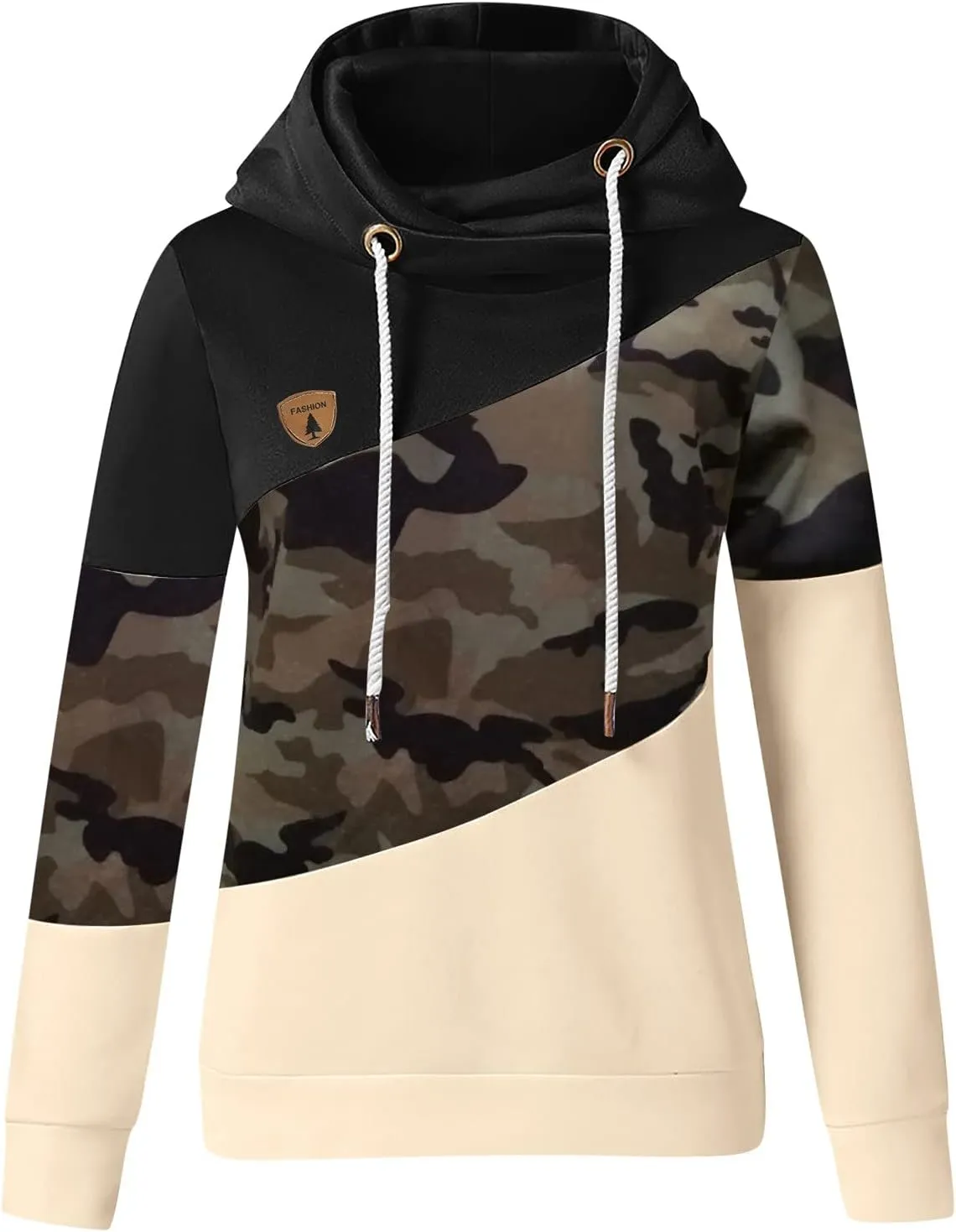 LCMTWX Sleeve Casual Hoodie Splice Contrast Long Sweatshirt Solid Strap Women Tops Women's Hoodies Sweatshirts Petite