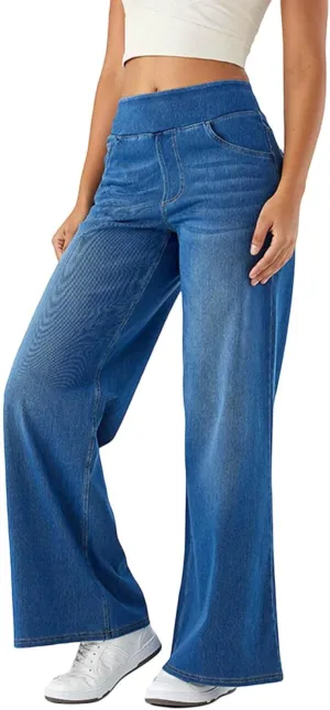 Leggings That Look Like Jeans Women Tummy Control Pull On Stretchy Jeans High Waisted Skinny Jean Leggings with Pockets