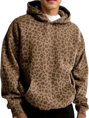 Leopard Print Hoodie Y2k Oversized Cheetah Sweatshirts Graphic Vintage Trendy Hoodies Long Sleeve Pullover With Pockets