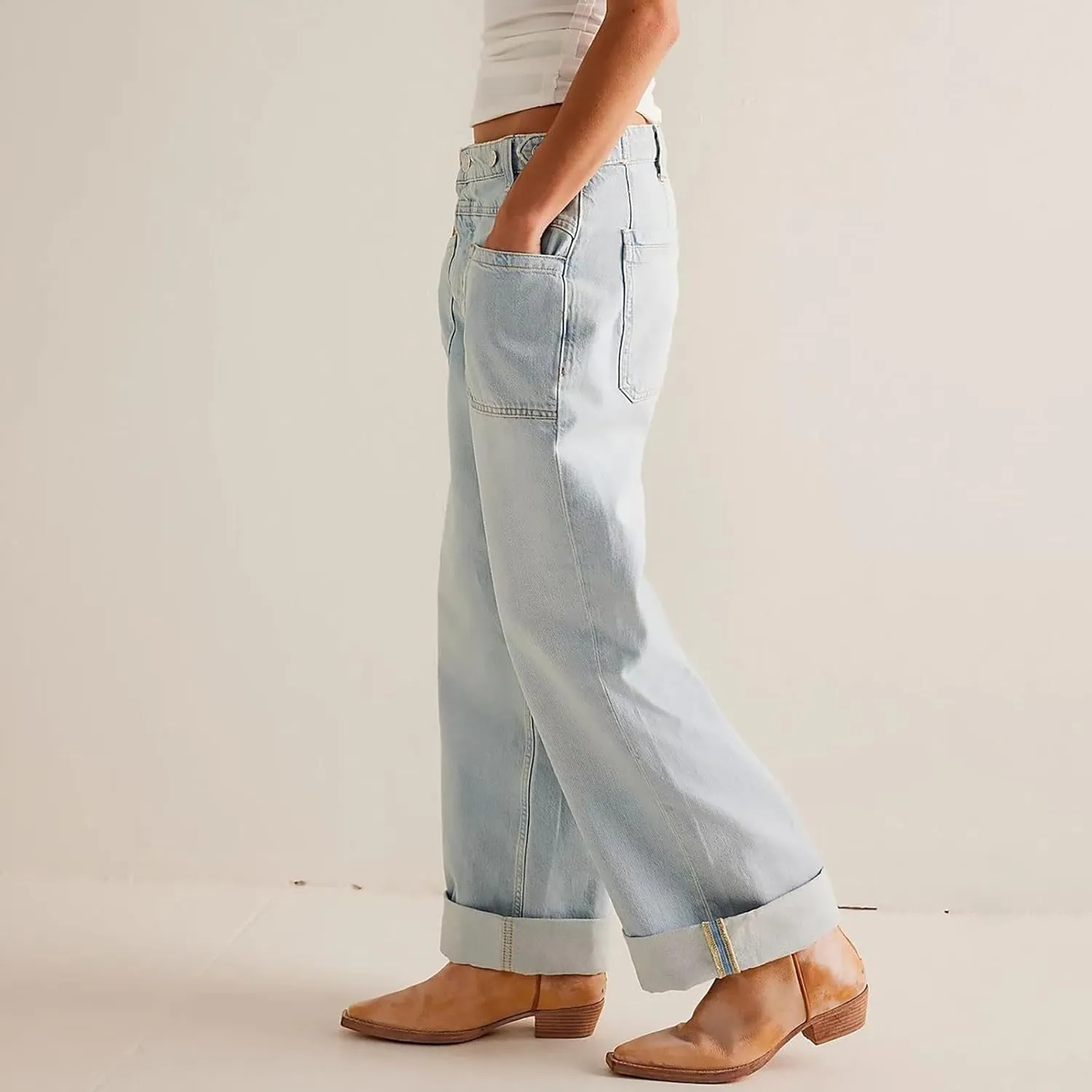 Light Miramar Sweatpants for Women Low Rise Baggy Jeans Loose Fit Boyfriend Straight Wide Leg Stretch Pants