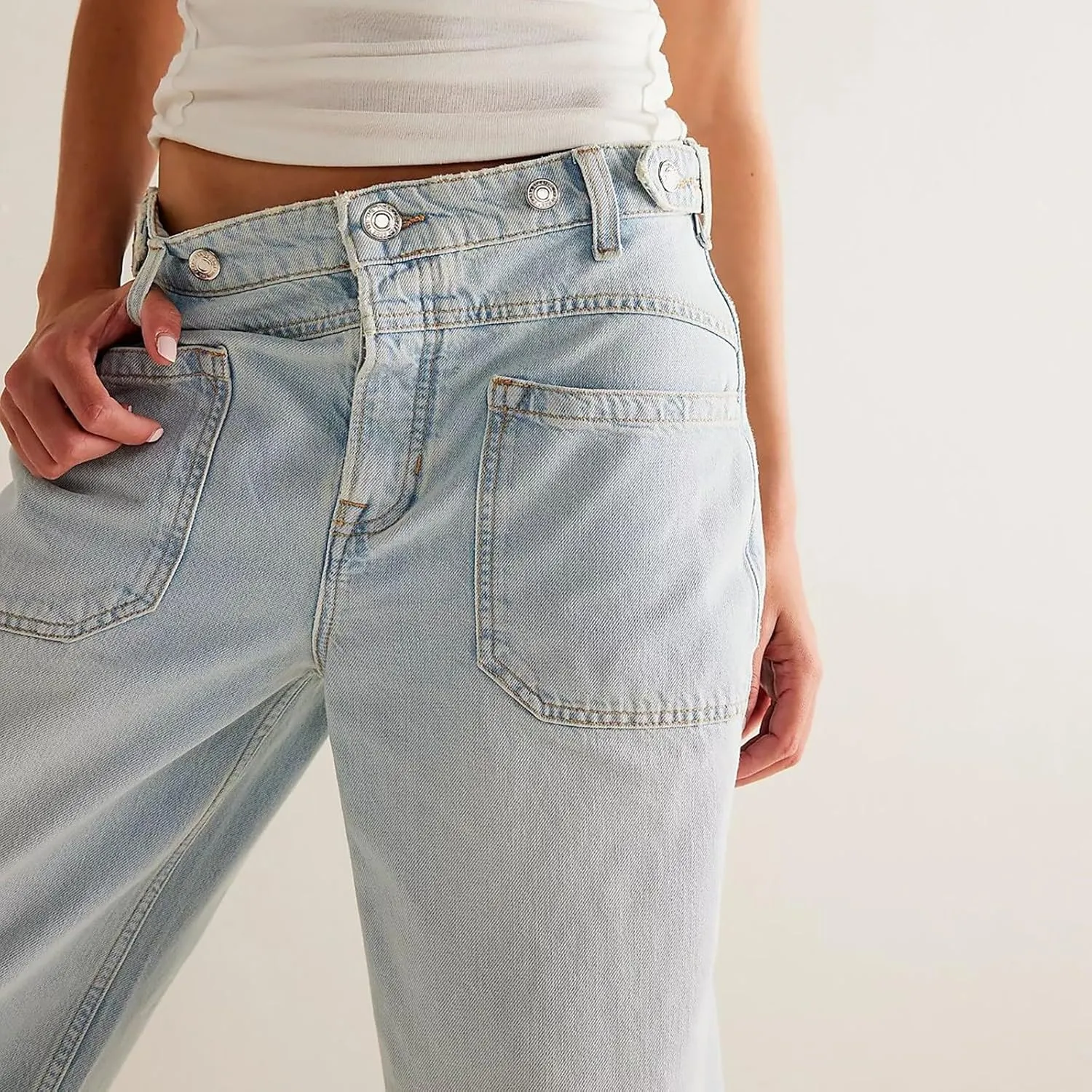 Light Miramar Sweatpants for Women Low Rise Baggy Jeans Loose Fit Boyfriend Straight Wide Leg Stretch Pants