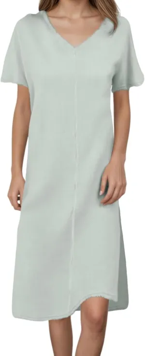 Linen Blend Dress Women Bohemian Spring Split Short Flutter Sleeve Tunic Tshirt Dress Travel Spring Break Outfit Women