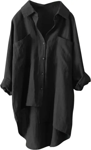 Linen Button Down Shirt Women Sleeve Collar Casual Women's Shirt Women's Shirt Tops for Women Womens Linen Shirt