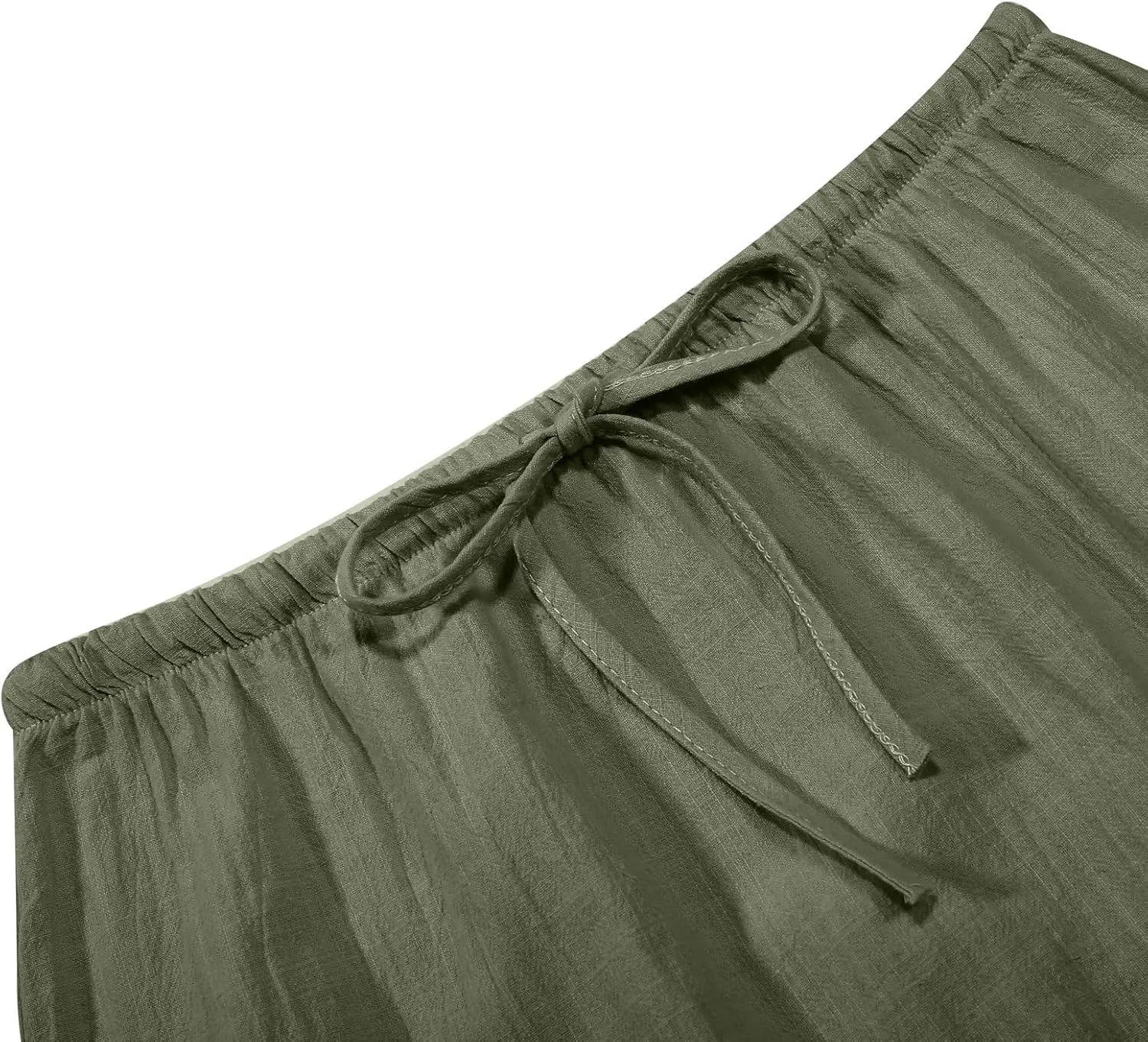 Linen Maxi Skirts for Women Trendy Summer Comfy Drawstring Waist A Line Skirts Vacation Boho Flowy Ankle-Length Skirt