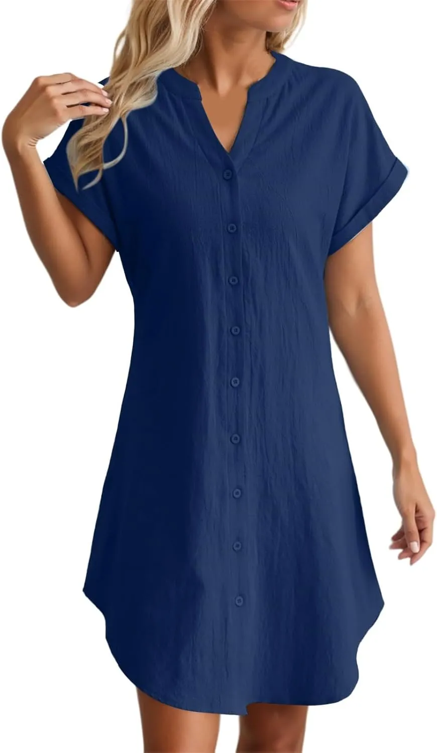 Linen Summer Dresses for Women Fashion Boho Cotton Vacation Dress Evening Party Summer Button Down Tunic Shirts
