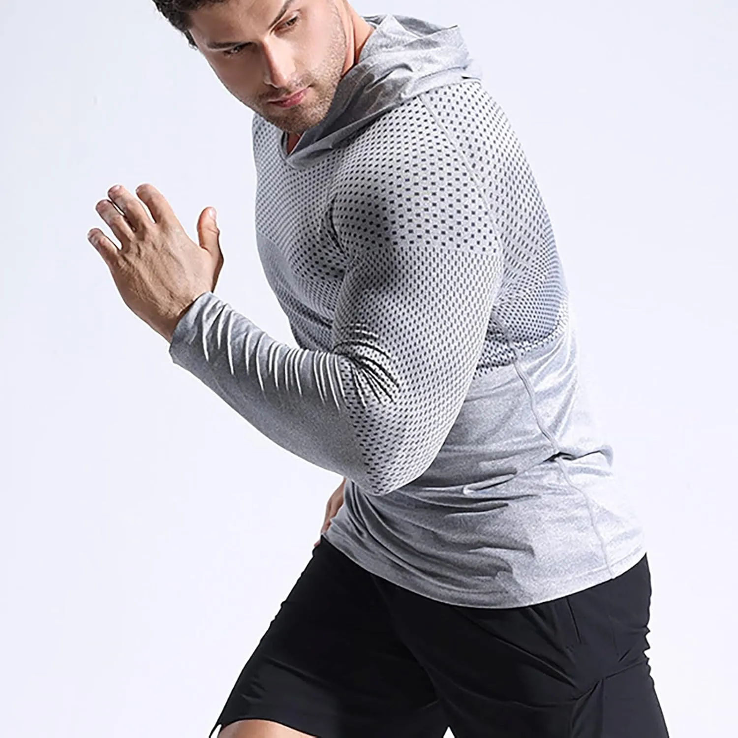 Long Sleeve Hooded Shirts for Men Summer UPF UV 50  Sun Protection T-Shirts Hooded Rash Guard Quick Dry Fishing Tops