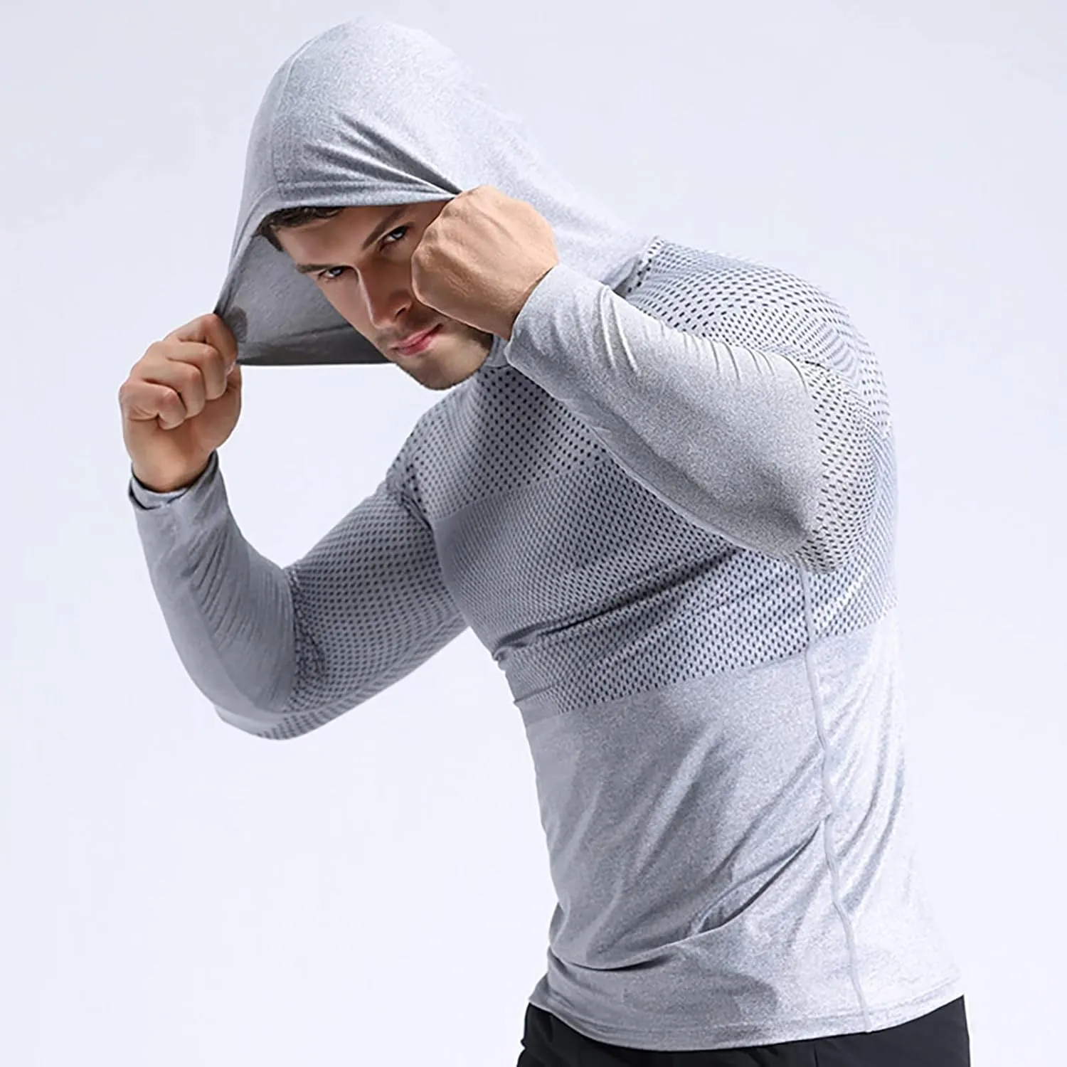 Long Sleeve Hooded Shirts for Men Summer UPF UV 50  Sun Protection T-Shirts Hooded Rash Guard Quick Dry Fishing Tops