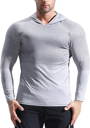 Long Sleeve Hooded Shirts for Men Summer UPF UV 50  Sun Protection T-Shirts Hooded Rash Guard Quick Dry Fishing Tops