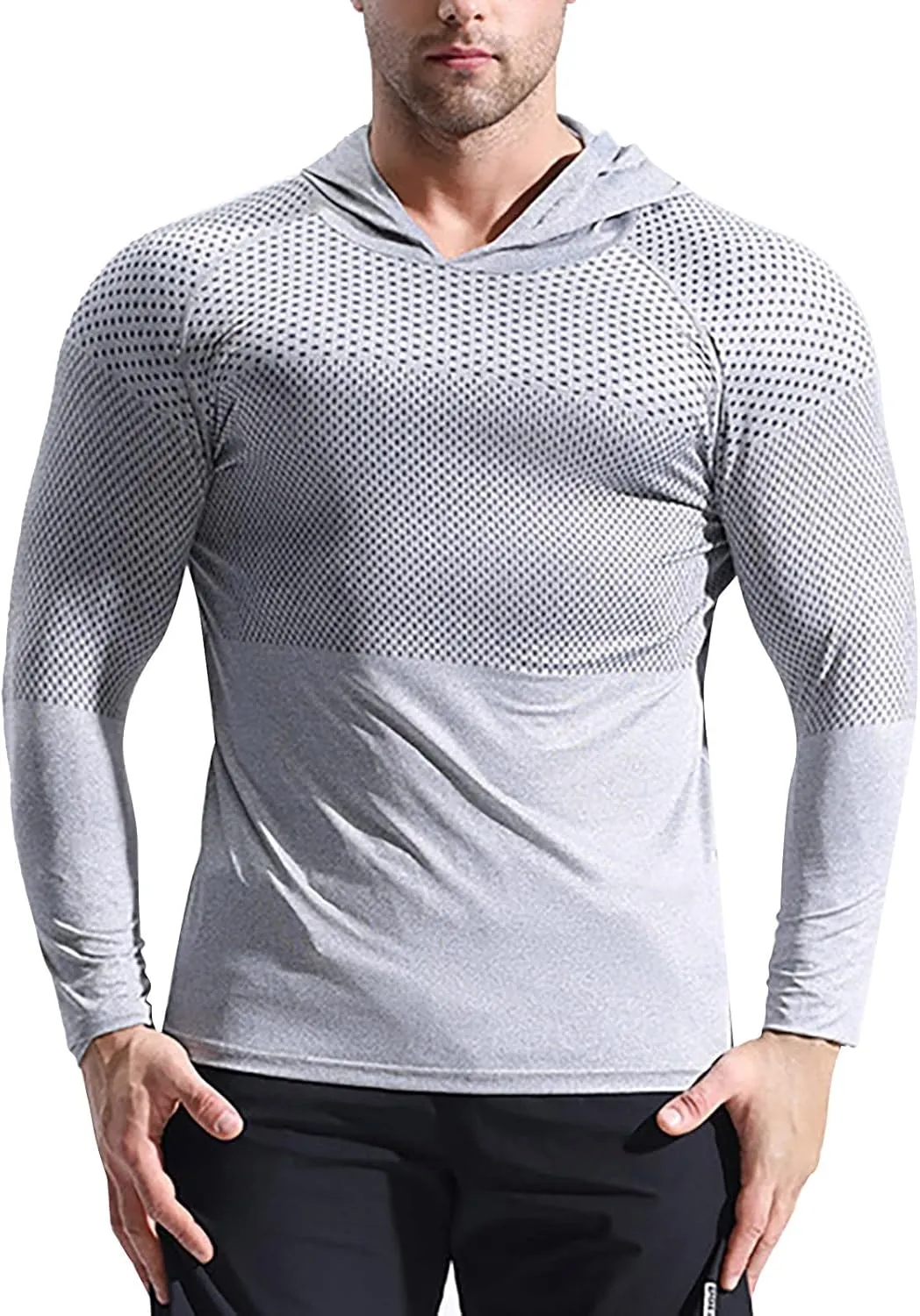 Long Sleeve Hooded Shirts for Men Summer UPF UV 50  Sun Protection T-Shirts Hooded Rash Guard Quick Dry Fishing Tops