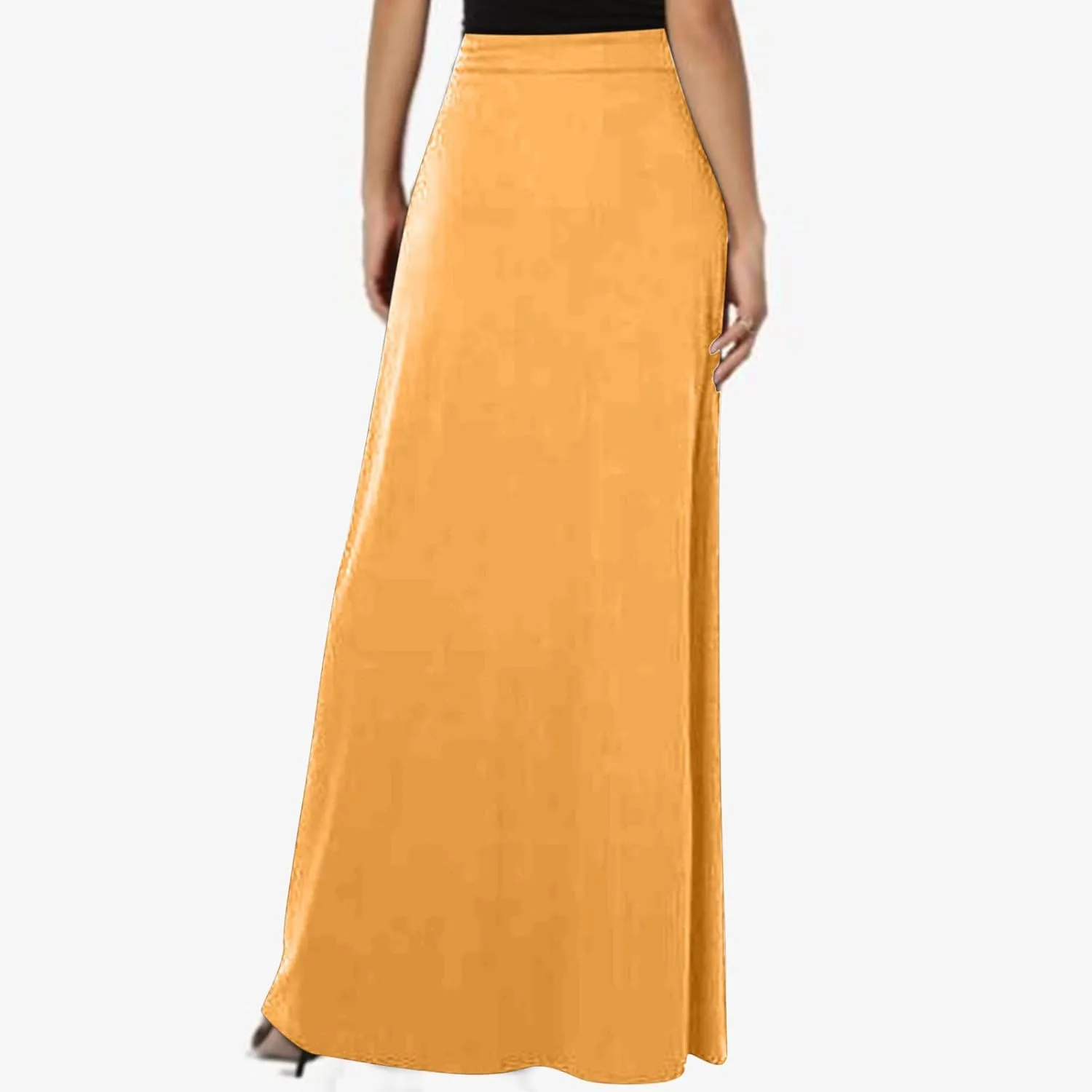 Maxi Skirt for Women 2024 Fashion Casual Elastic High Waisted Spring Summer Long Floor Length Skirts with Pockets