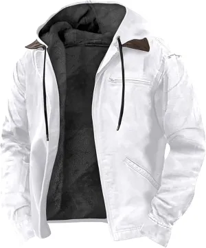 Men Winter Jacket Hoodies Fleece Lined Thick Warm Sweatshirt Outwear Zipper Casual Sherpa Coat with Pocket Plus Size