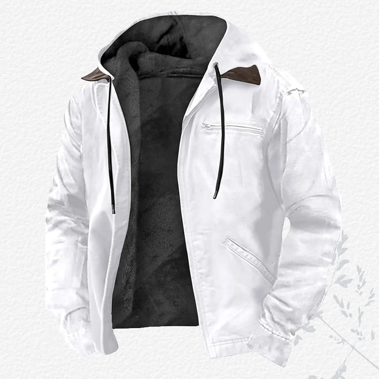 Men Winter Jacket Hoodies Fleece Lined Thick Warm Sweatshirt Outwear Zipper Casual Sherpa Coat with Pocket Plus Size
