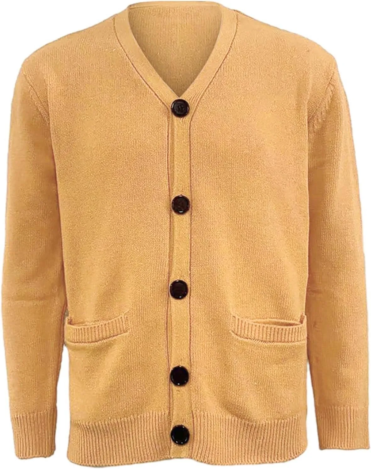Mens Button Down Knitted Cardigan Sweaters V Neck Long Sleeve Slim Fit Casual Ribbed Knit Textured Sweater S-XXL