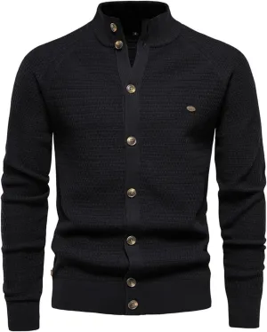 Men's Cardigan Sweater Casual Long Sleeve Stand Collar Slim Fit Cardigan Button Down Fashion Solid Knitted Sweaters