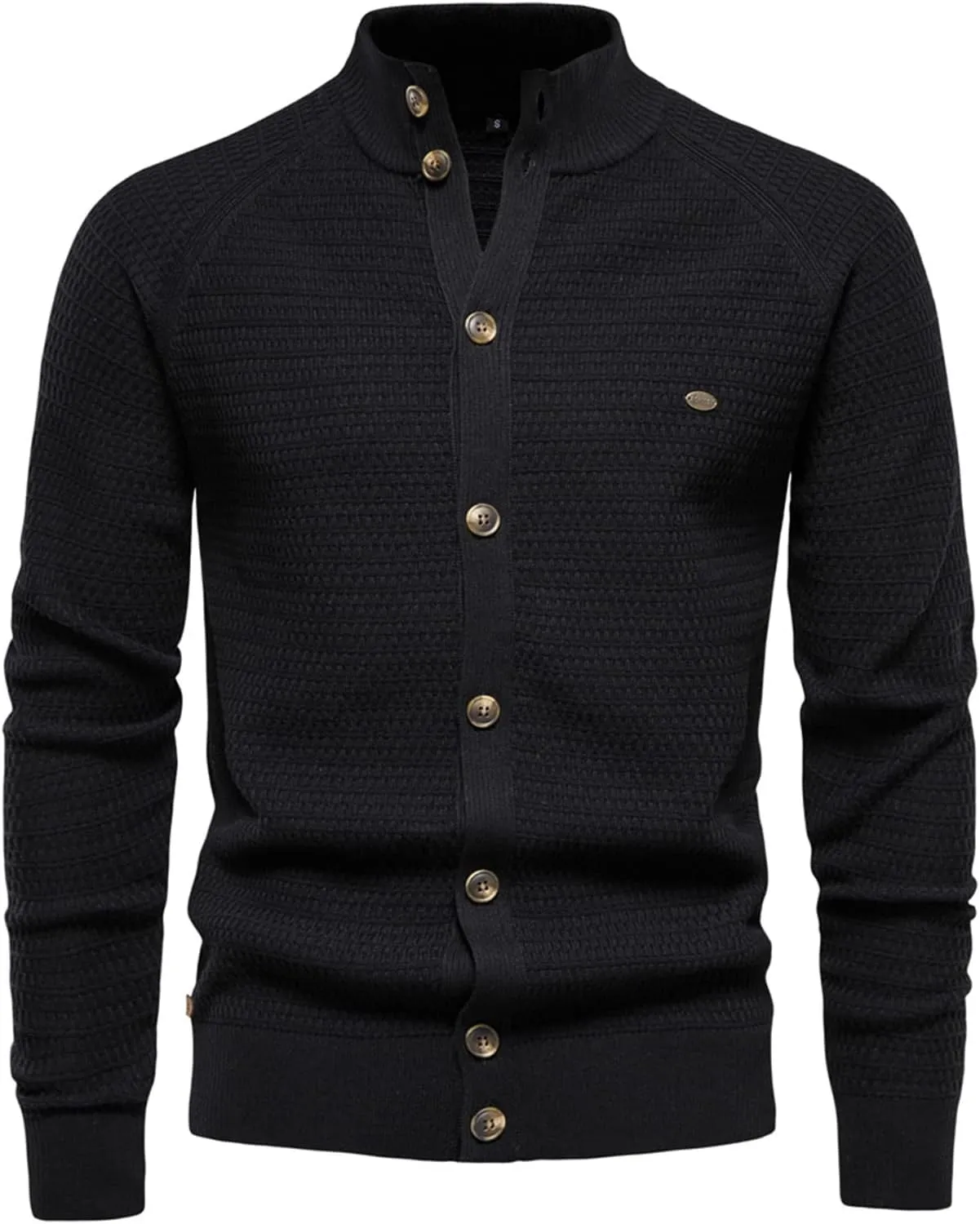 Men's Cardigan Sweater Casual Long Sleeve Stand Collar Slim Fit Cardigan Button Down Fashion Solid Knitted Sweaters