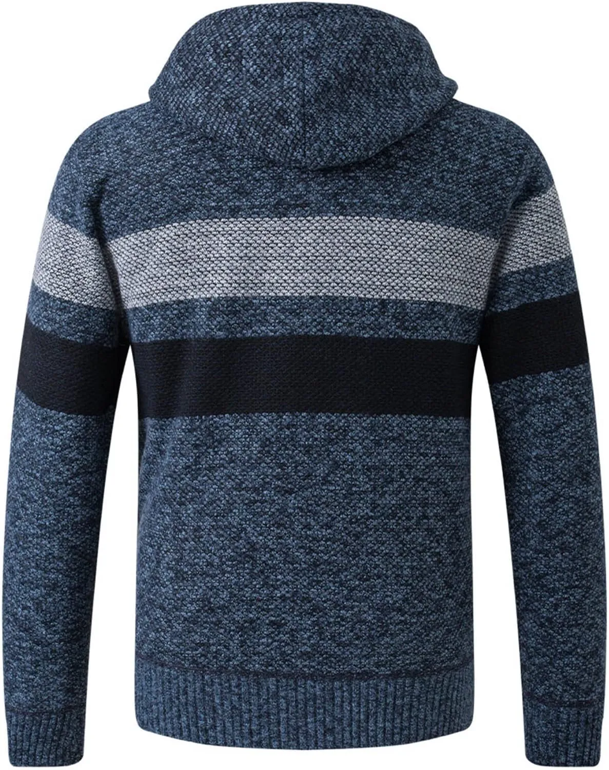Men's Fleece Sweater Jackets Warm Zip Up Hooded Winter Coats Slim Fit Colorblock Padded Fuzzy Sherpa Jacket Hoodies