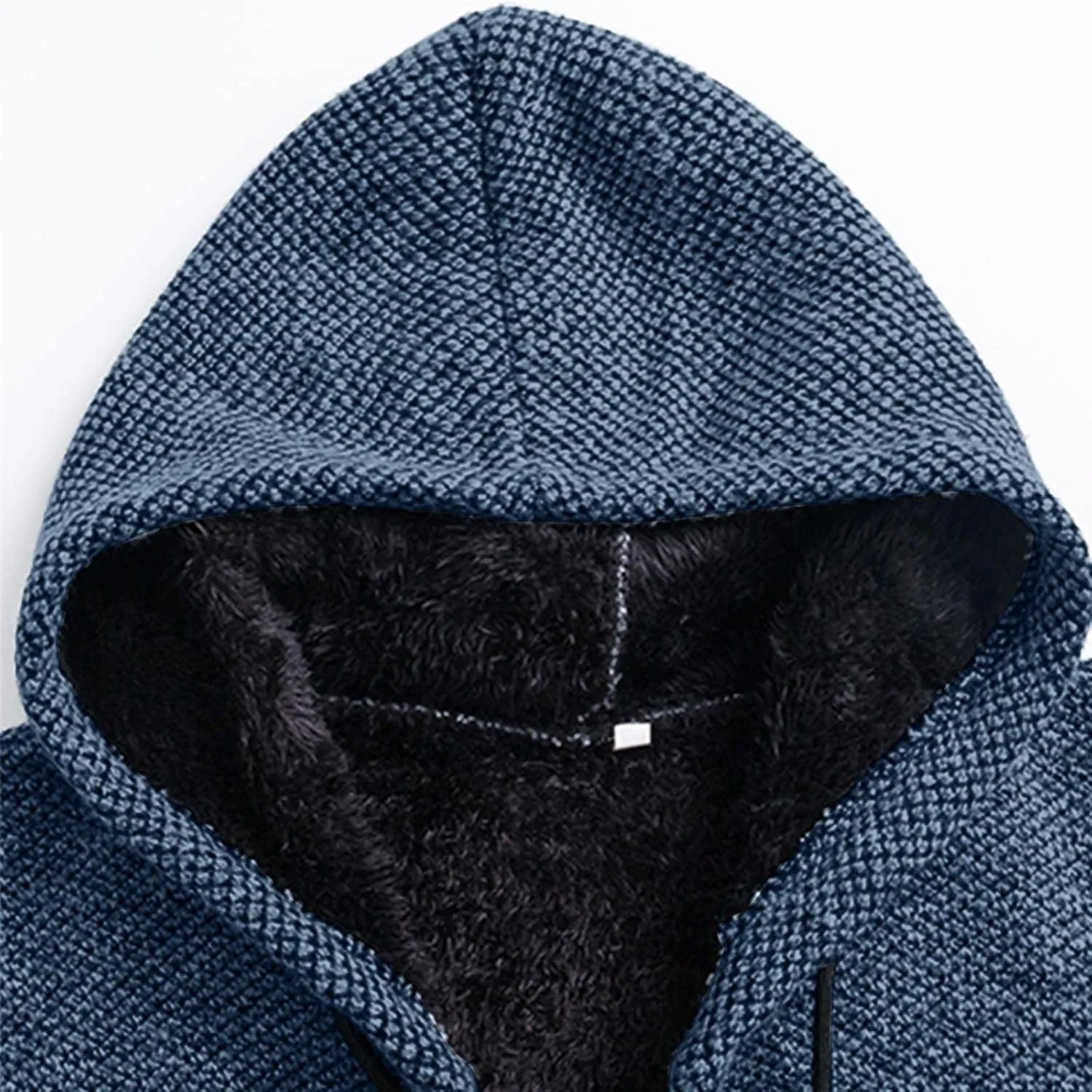 Men's Fleece Sweater Jackets Warm Zip Up Hooded Winter Coats Slim Fit Colorblock Padded Fuzzy Sherpa Jacket Hoodies