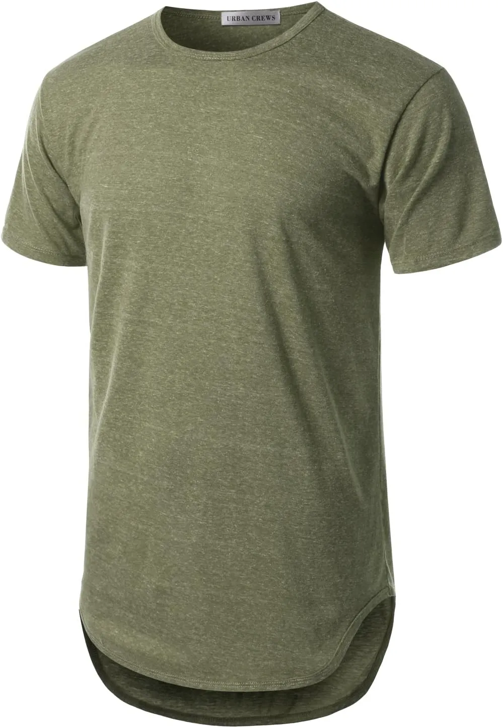 Mens Hipster Hip Hop Elong Round Hemline Crewneck T-Shirt