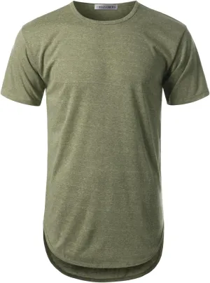 Mens Hipster Hip Hop Elong Round Hemline Crewneck T-Shirt