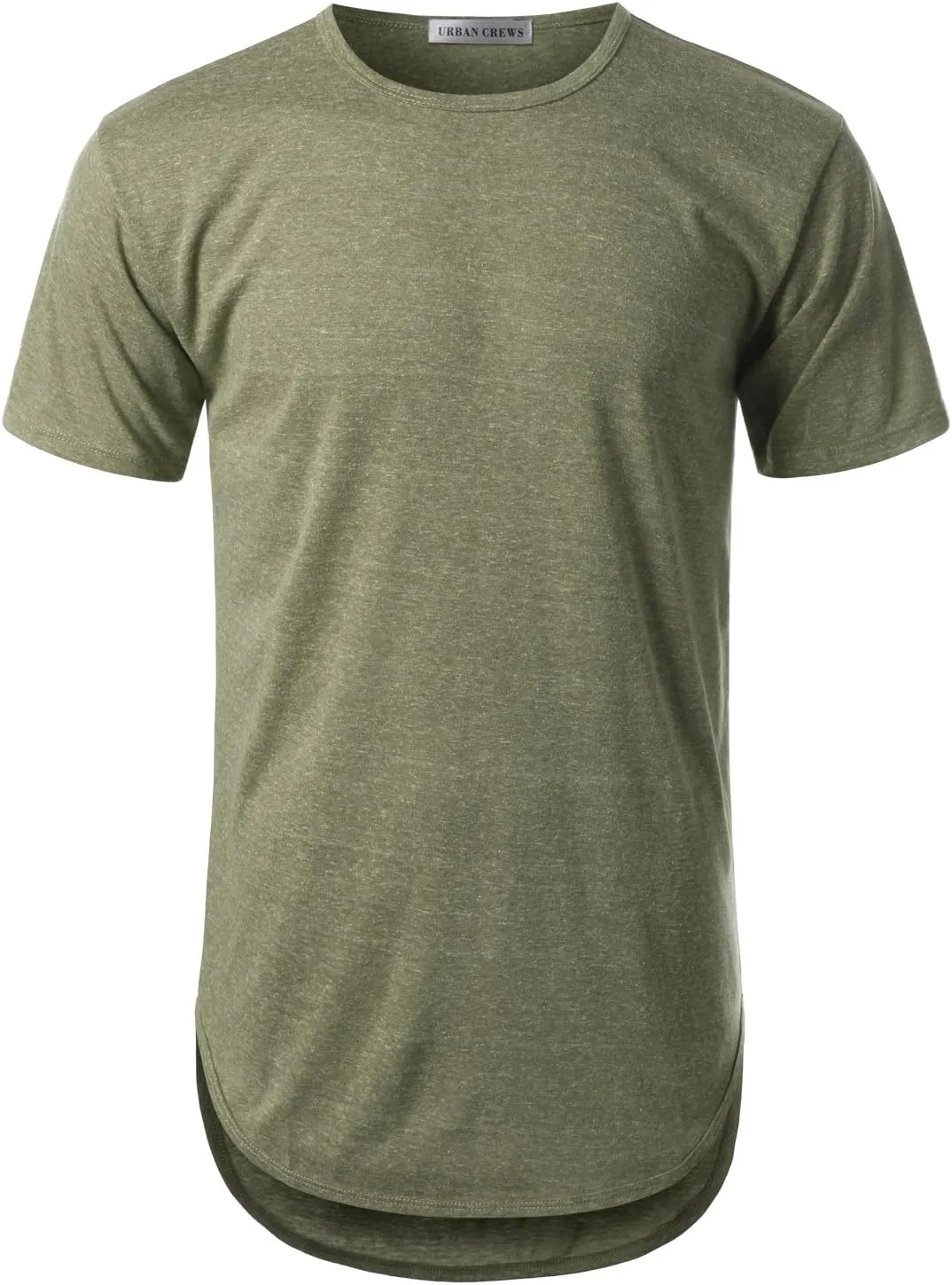 Mens Hipster Hip Hop Elong Round Hemline Crewneck T-Shirt