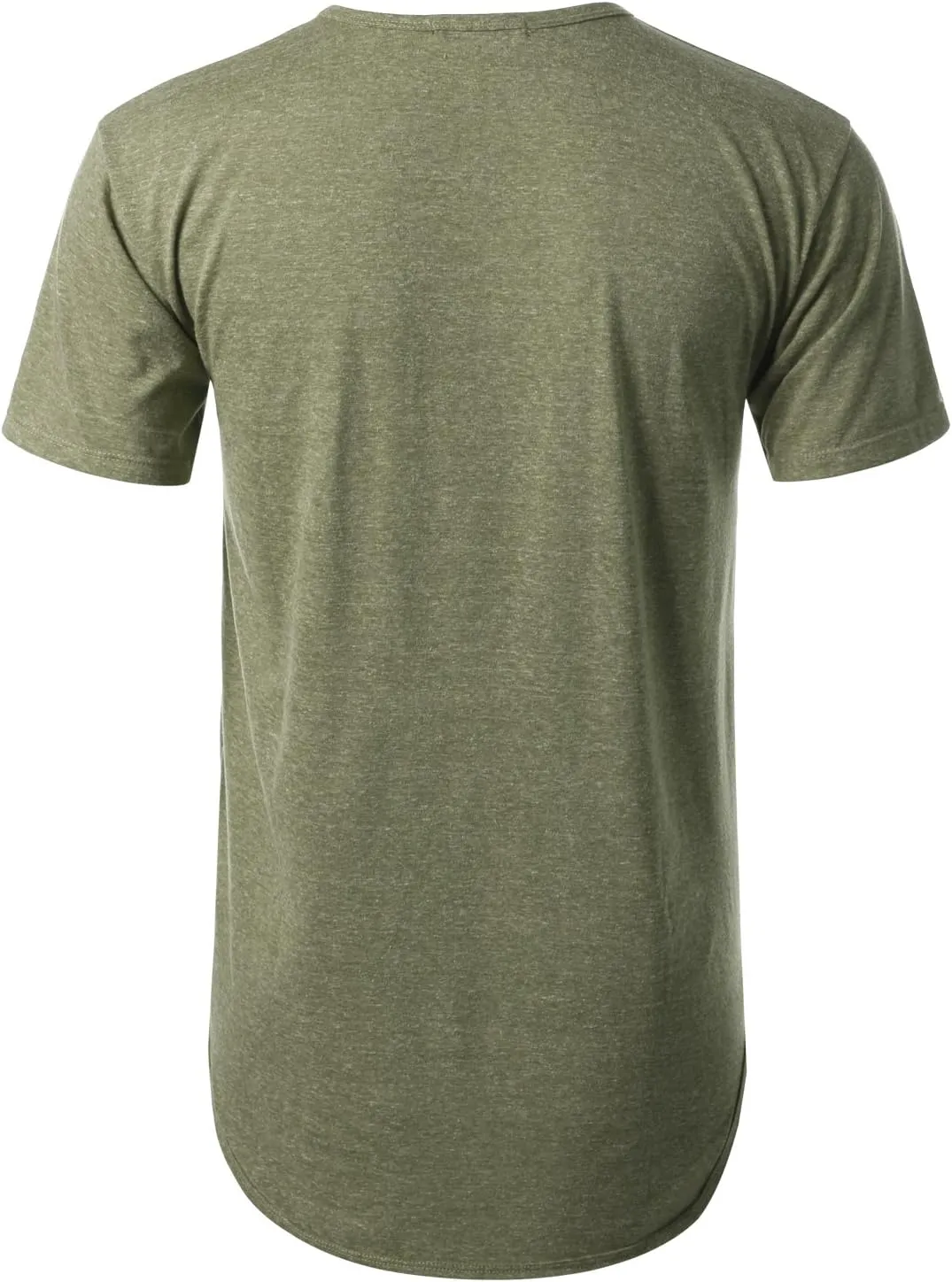 Mens Hipster Hip Hop Elong Round Hemline Crewneck T-Shirt