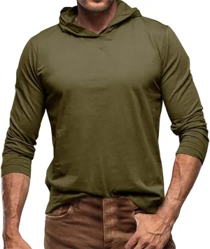 Men's Lightweight Hoodie Fashion Athletic Gym Workout Long Sleeve Pullover Tops Sport Running Solid Color Sweatshirt