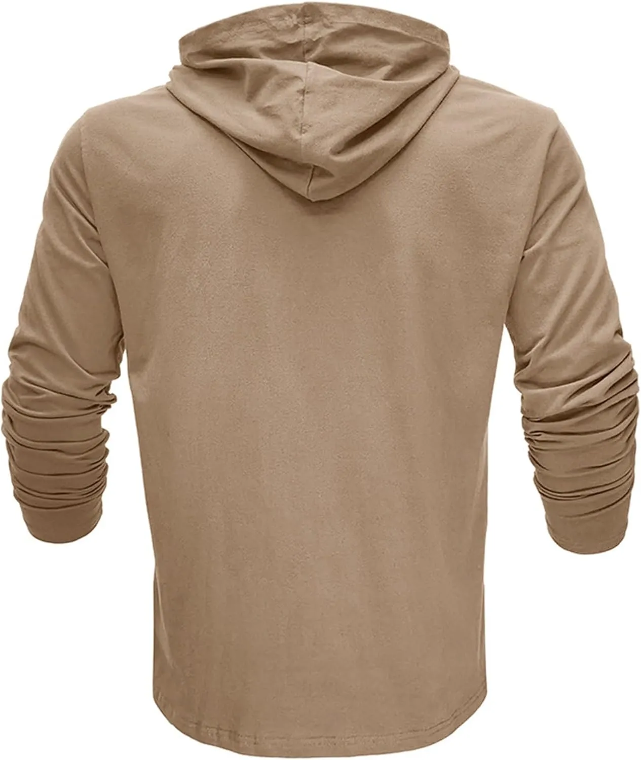Men's Lightweight Hoodie Fashion Athletic Gym Workout Long Sleeve Pullover Tops Sport Running Solid Color Sweatshirt