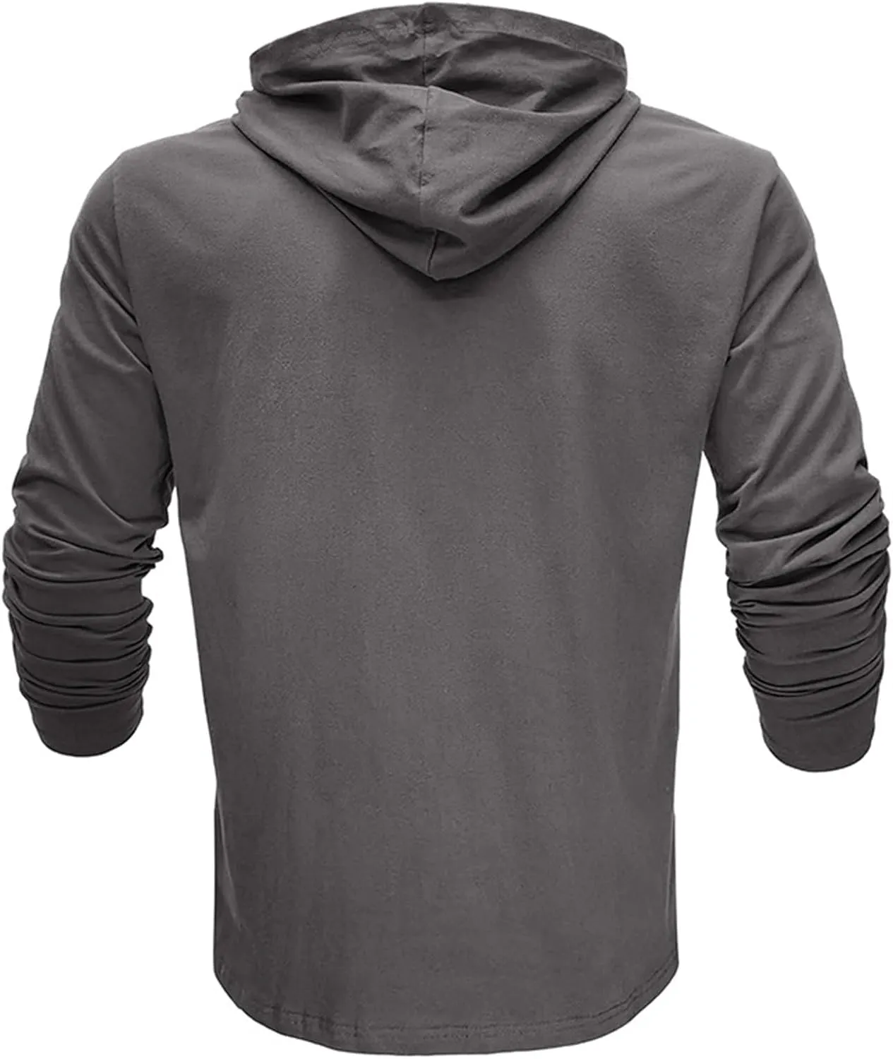 Men's Lightweight Hoodie Fashion Athletic Gym Workout Long Sleeve Pullover Tops Sport Running Solid Color Sweatshirt