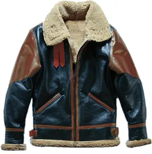 Men's Shearling Coat Casual Faux Leather Motorcycle Jacket Trendy Color Block Motor Biker Jacket Fleece Lined Outwear