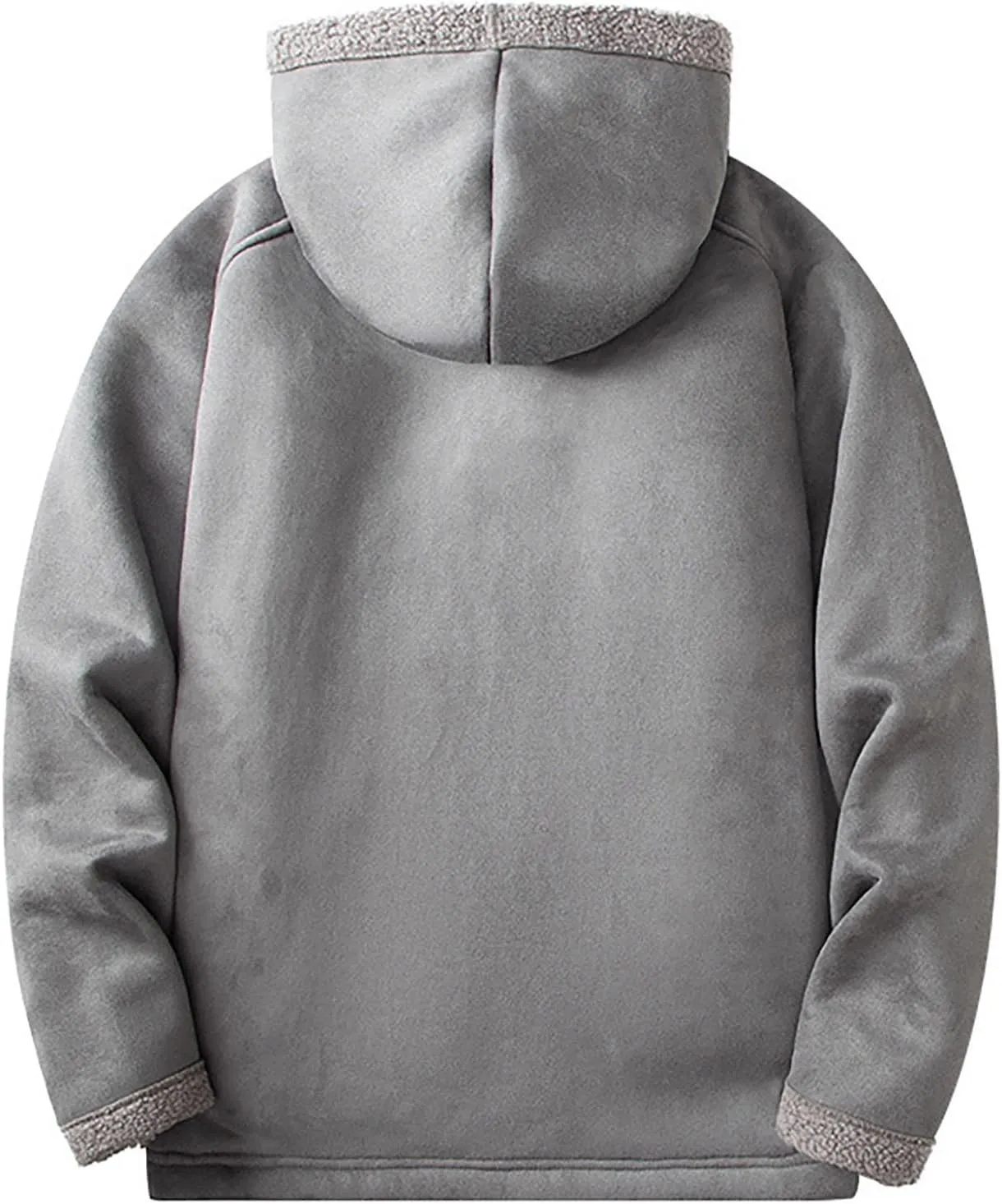 Men's Sherpa Hoodie Jacket Fleece Lined Zip Up Warm Hoodies Sweatshirt Winter Zipper Sweater Hooded Coat