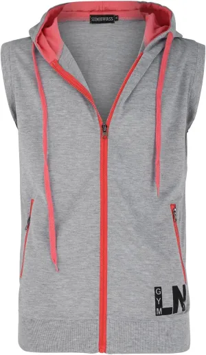 Men's Sleeveless Slim Fit Hoodie Vest Zipper Drawstring Gilet Jacket with Pockets Summer Spring Lightweight Hooded