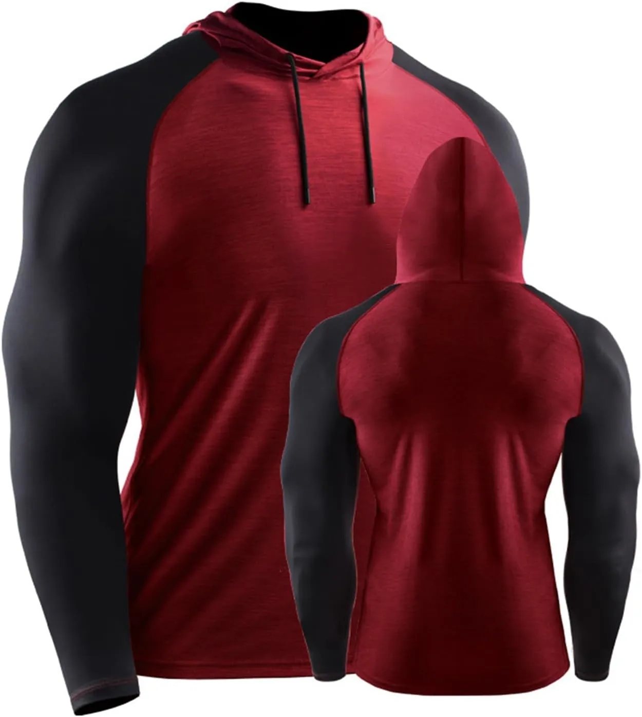 Men's Slim Fit Long Sleeve Hoodie Shirts with Drawstring Color Block Sweatshirt Casual Hooded Outdoor Pullover Tops