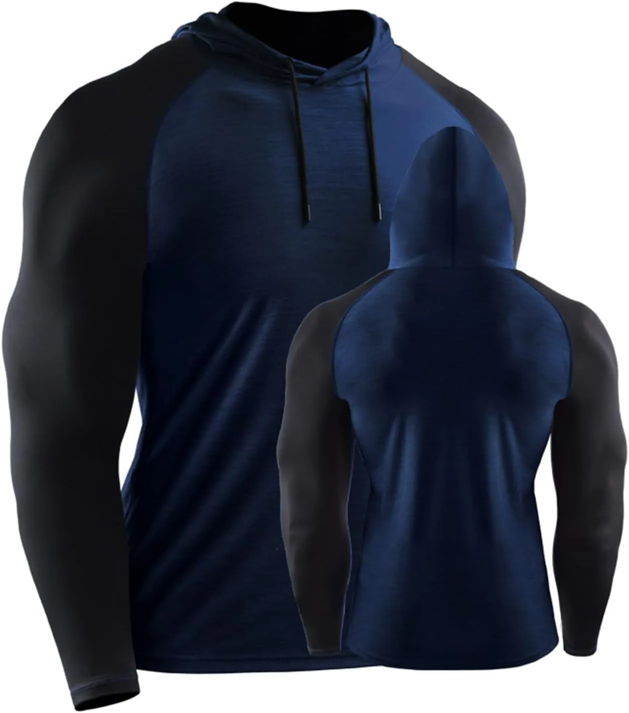 Men's Slim Fit Long Sleeve Hoodie Shirts with Drawstring Color Block Sweatshirt Casual Hooded Outdoor Pullover Tops