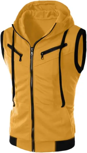 Mens Tank Top Hoodie Men's Sleeveless Zip Up Hooded Workout Tank Tops Muscle T Shirt Vests
