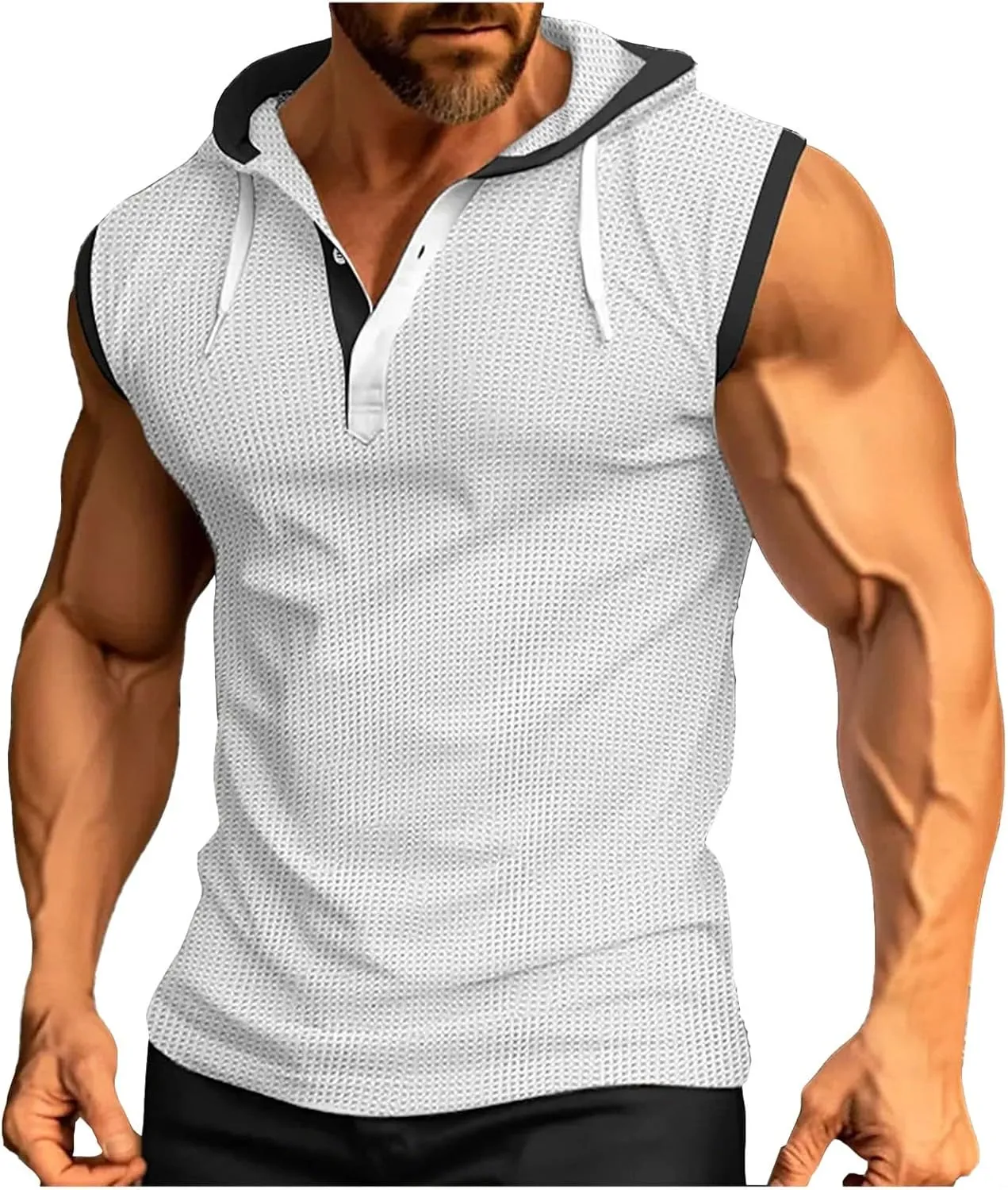 Mens Tank Top Hoodie Men's Workout Hooded Tank Tops Fitness Shirt Sleeveless Zip Up Gym Hoodies