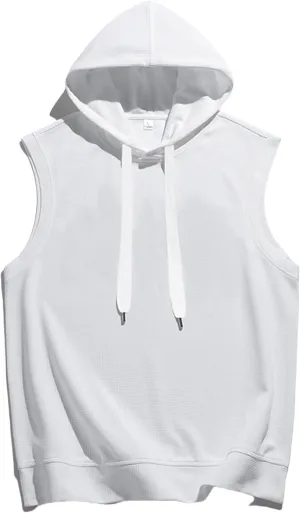 Mens Waffle Tank Tops Summer Sleeveless Hooded Casual Beach Hippie T Shirts Gym Bodybuilding Muscle Cut Off Shirts