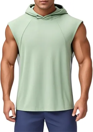 Men's Workout Sleeveless Hoodies Lightweight Quick Dry Tank Tops Solid Color Pullover Shirts Loose Fit Athletic Tops