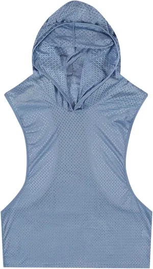 Mesh Hollow Out Sleeveless Hoodie for Men Training Fitness Workout Cut Open Tank Casual Fashion Quick Drying Tops