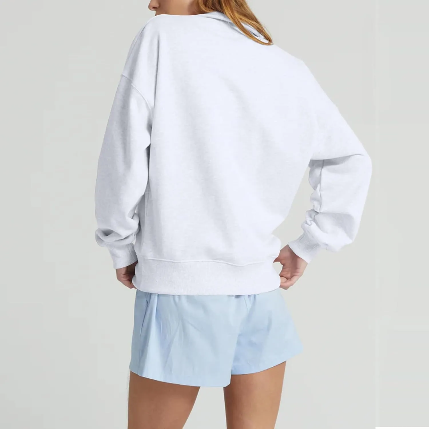 midelxp Womens Casual Half Zip Sweatshirts Solid Long Sleeve Fleece Hoodie Y2k Clothes Teen Girls Fall 1/4 Zip Pullover Tops