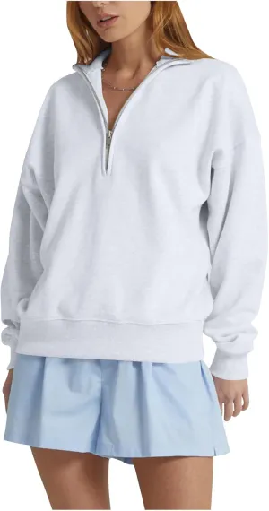 midelxp Womens Casual Half Zip Sweatshirts Solid Long Sleeve Fleece Hoodie Y2k Clothes Teen Girls Fall 1/4 Zip Pullover Tops