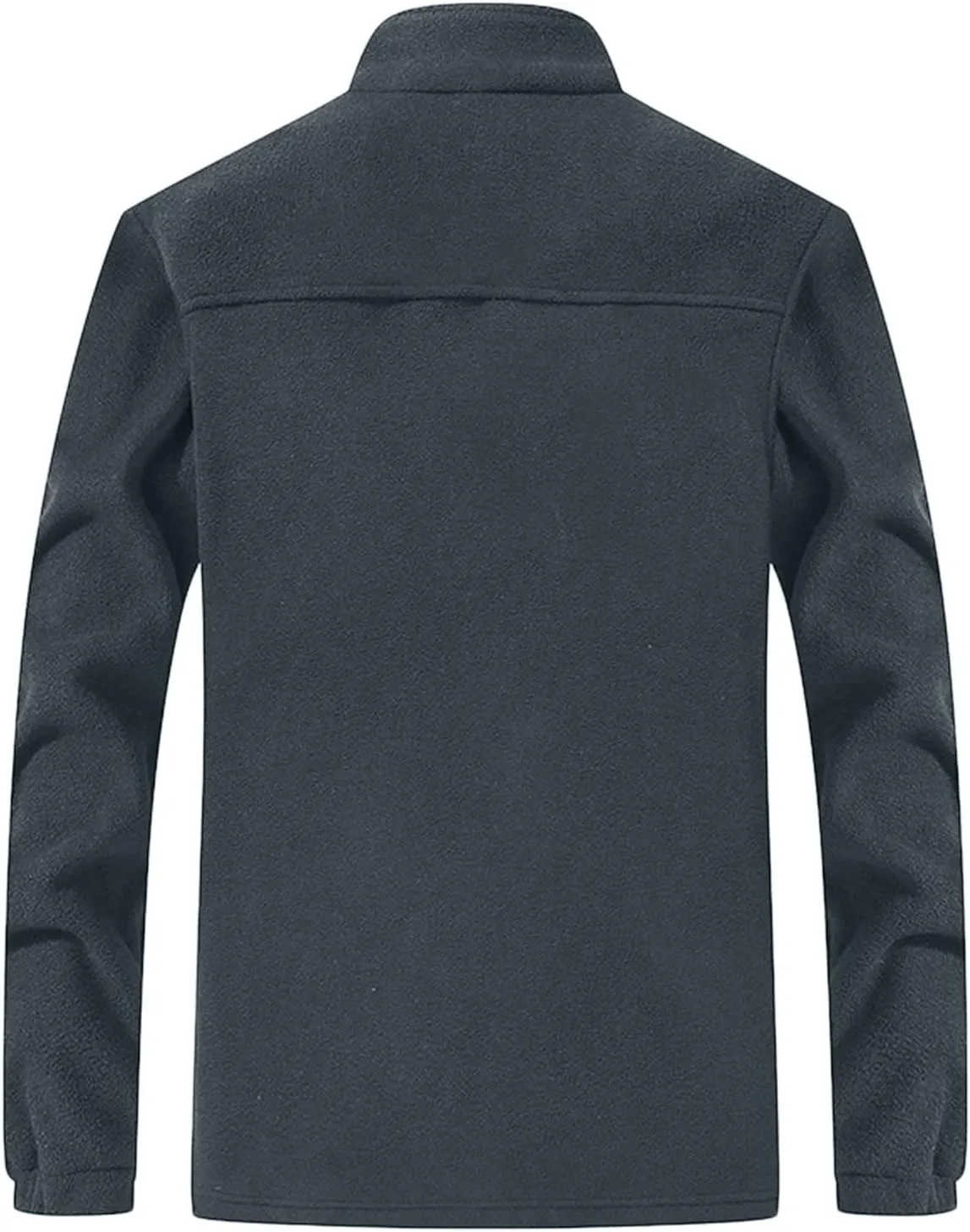 MIDOO Fleece Jacket Mens Full Zip Casual Collar Warm Cardigan Coat Jacket Solid Color Zipper Soft Top Coats for Men Winter